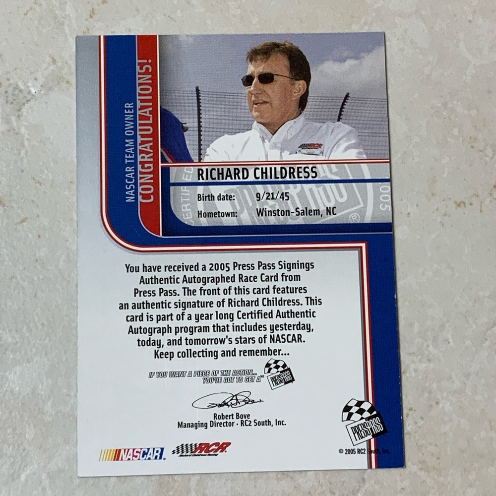 Press Pass Authentics Racing Card - Picture 4 of 4